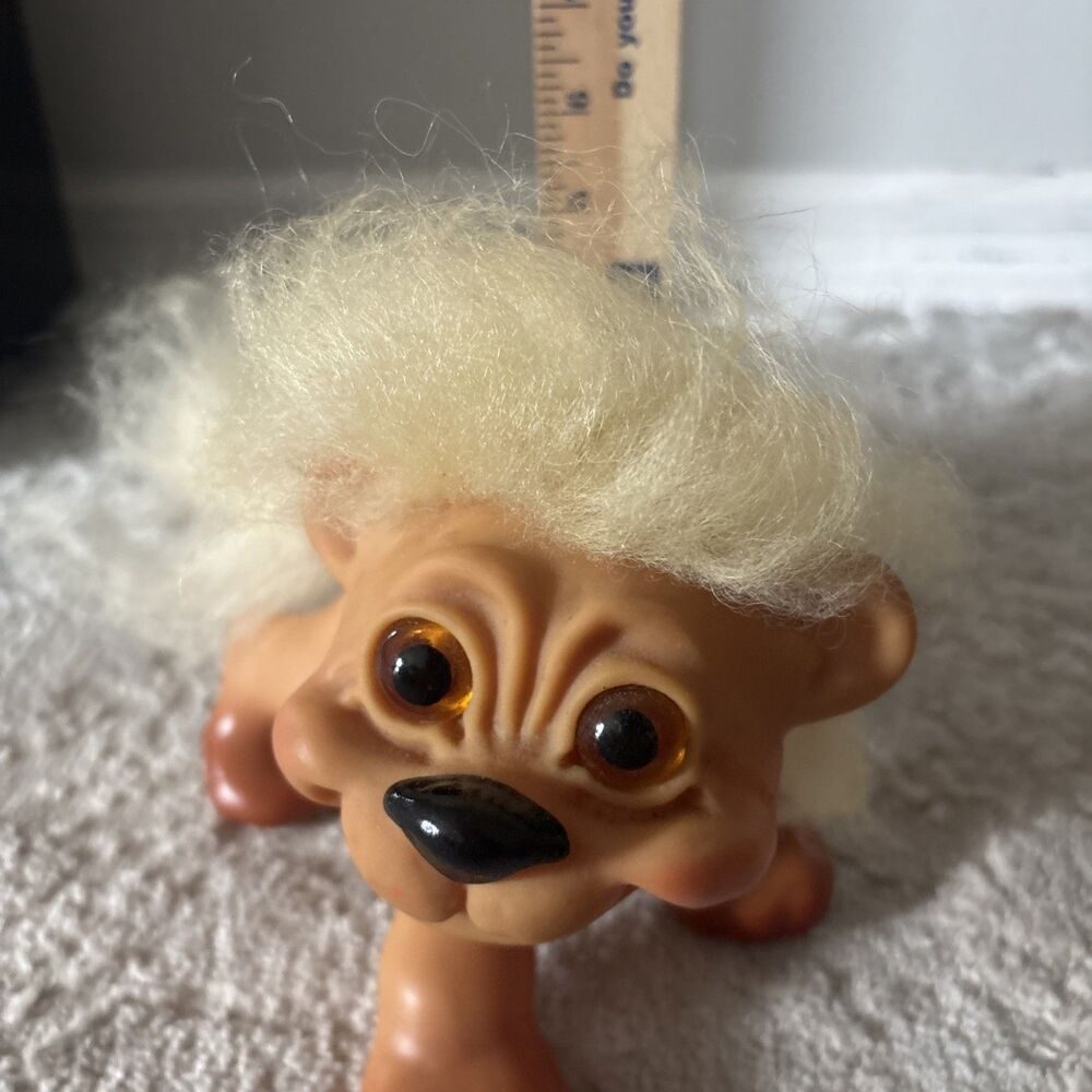 Vintage 1960s DAM Troll Doll Animal Lion Rare Fluffy Hair MINT - Picture 11 of 11